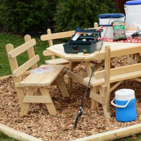 Wood Table and Benches